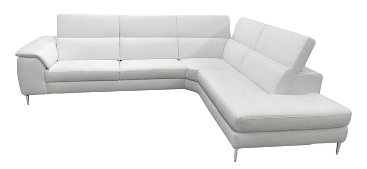 Coronelli Collezioni Viola Italian Contemporary Grey Leather Right Facing Sectional Sofa - MONAVILLA