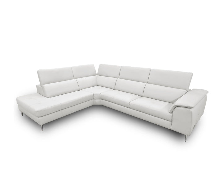 Coronelli Collezioni Viola Italian Contemporary Grey Leather Left Facing Sectional Sofa - MONAVILLA