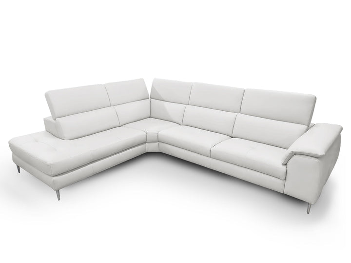 Coronelli Collezioni Viola Italian Contemporary Grey Leather Left Facing Sectional Sofa - MONAVILLA