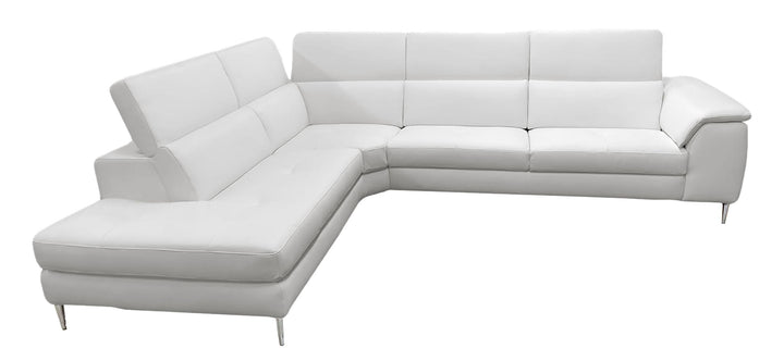 Coronelli Collezioni Viola Italian Contemporary Grey Leather Left Facing Sectional Sofa - MONAVILLA