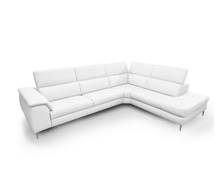 Coronelli Collezioni Viola Italian Contemporary White Leather Right Facing Sectional Sofa - MONAVILLA