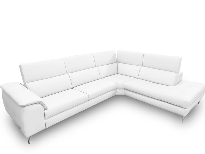 Coronelli Collezioni Viola Italian Contemporary White Leather Right Facing Sectional Sofa - MONAVILLA