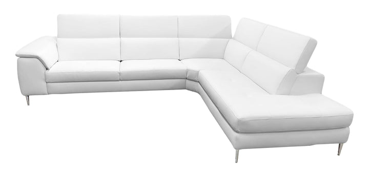 Coronelli Collezioni Viola Italian Contemporary White Leather Right Facing Sectional Sofa - MONAVILLA