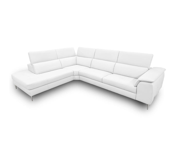 Coronelli Collezioni Viola Italian Contemporary White Leather Left Facing Sectional Sofa - MONAVILLA