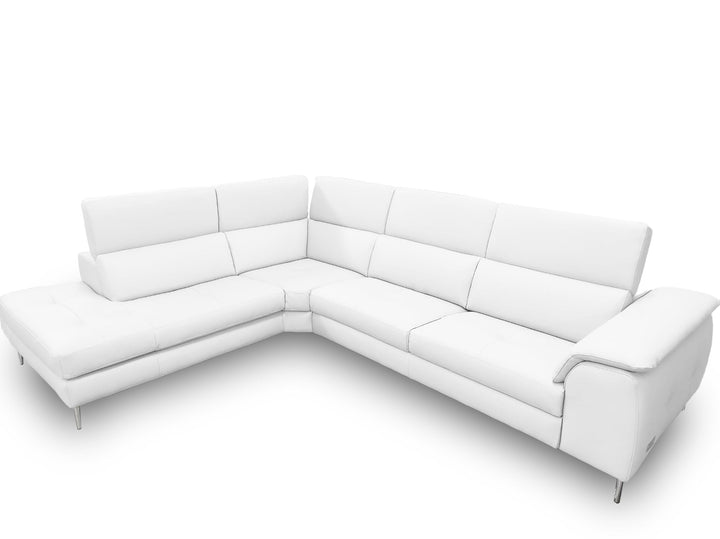 Coronelli Collezioni Viola Italian Contemporary White Leather Left Facing Sectional Sofa - MONAVILLA