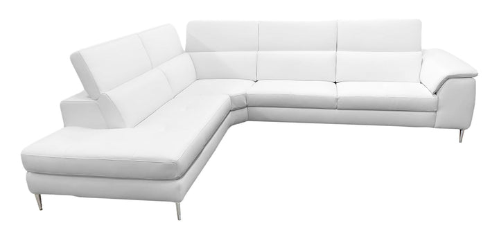 Coronelli Collezioni Viola Italian Contemporary White Leather Left Facing Sectional Sofa - MONAVILLA