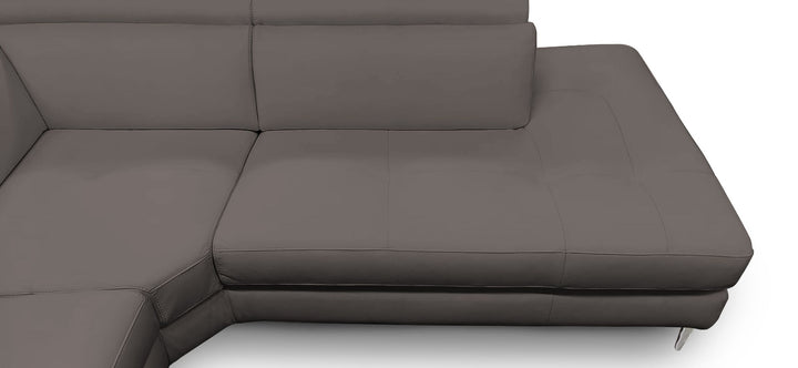 Coronelli Collezioni Viola Italian Contemporary Grey Leather Right Facing Sectional Sofa - MONAVILLA