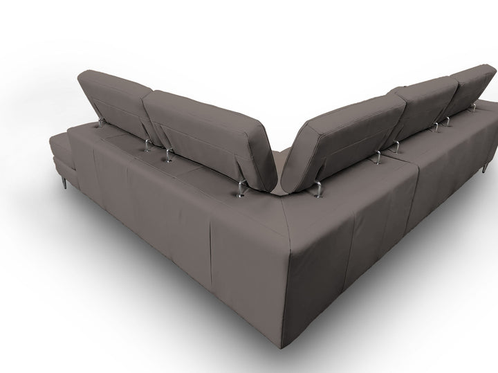 Coronelli Collezioni Viola Italian Contemporary Grey Leather Right Facing Sectional Sofa - MONAVILLA