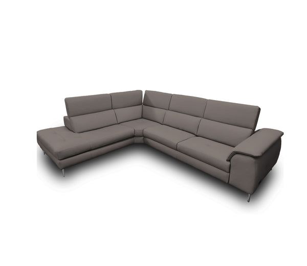 Coronelli Collezioni Viola Italian Contemporary Grey Leather Left Facing Sectional Sofa - MONAVILLA