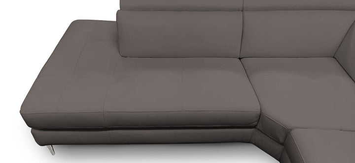 Coronelli Collezioni Viola Italian Contemporary Grey Leather Left Facing Sectional Sofa - MONAVILLA