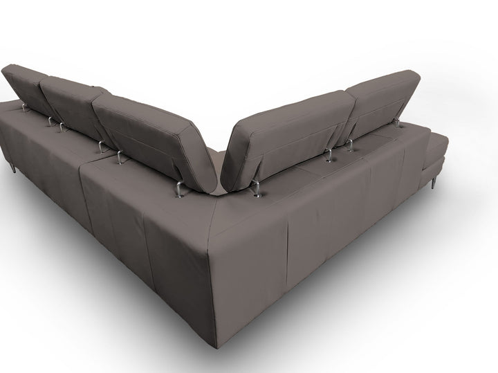 Coronelli Collezioni Viola Italian Contemporary Grey Leather Left Facing Sectional Sofa - MONAVILLA