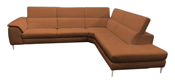 Coronelli Collezioni Viola Italian Contemporary Cognac Leather Right Facing Sectional Sofa - MONAVILLA