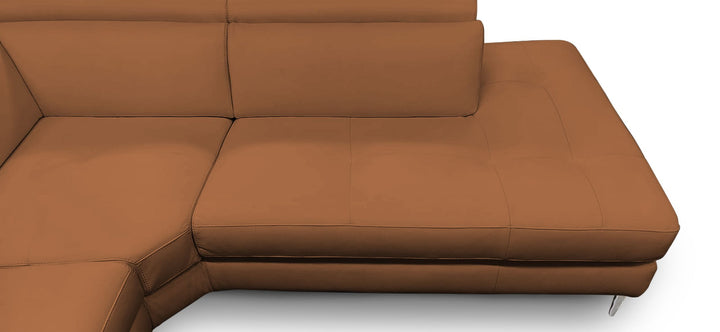 Coronelli Collezioni Viola Italian Contemporary Cognac Leather Right Facing Sectional Sofa - MONAVILLA