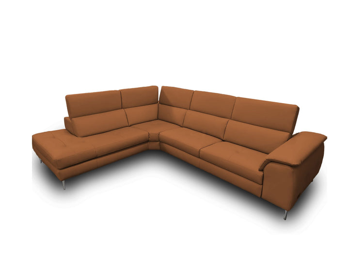 Coronelli Collezioni Viola Italian Contemporary Cognac Leather Left Facing Sectional Sofa - MONAVILLA