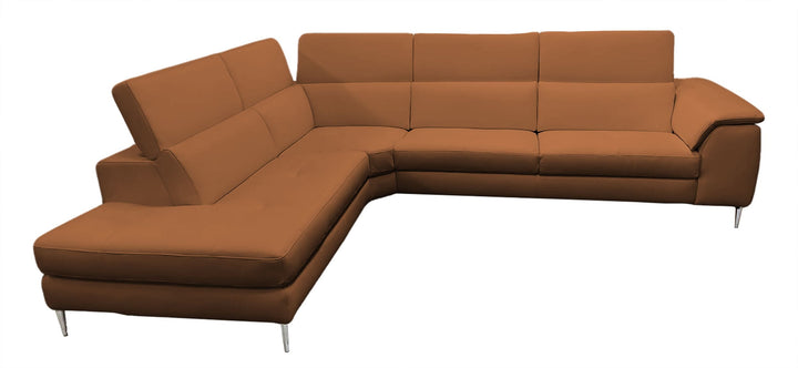 Coronelli Collezioni Viola Italian Contemporary Cognac Leather Left Facing Sectional Sofa - MONAVILLA