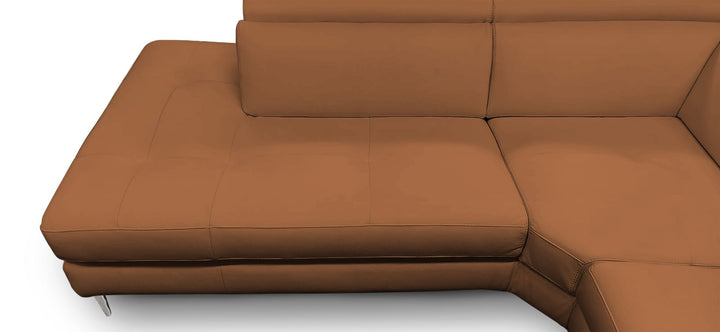 Coronelli Collezioni Viola Italian Contemporary Cognac Leather Left Facing Sectional Sofa - MONAVILLA