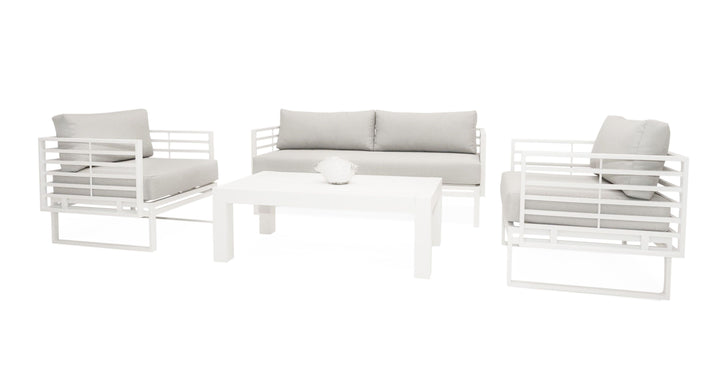 Renava Wharf Outdoor Light Grey and White Sofa Set - MONAVILLA