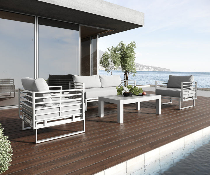 Renava Wharf Outdoor Light Grey and White Sofa Set - MONAVILLA