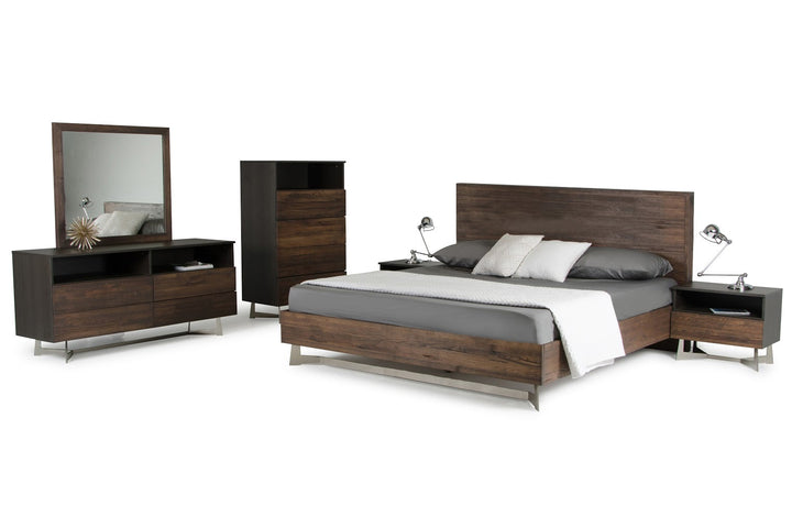 Queen Modrest Wharton Modern Dark Aged Oak Bedroom Set - MONAVILLA