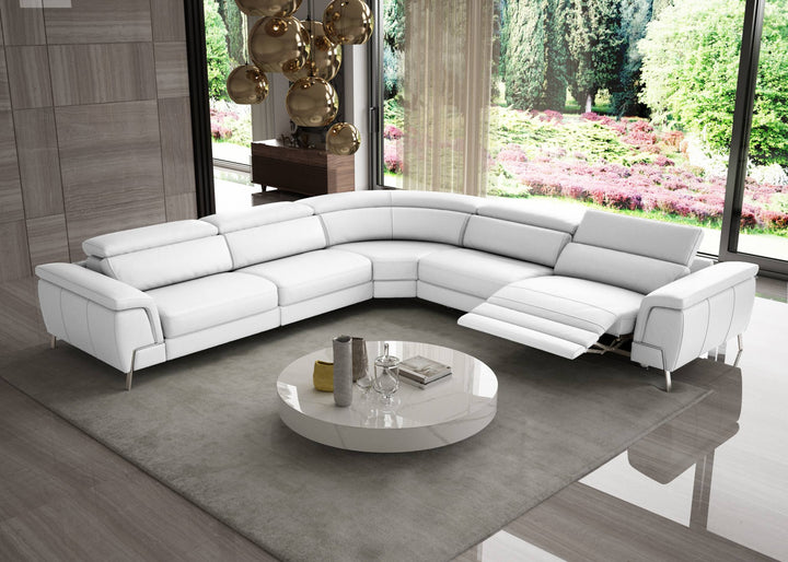 Coronelli Collezioni Wonder Italian Modern White Leather Sectional Sofa with Recliners - MONAVILLA