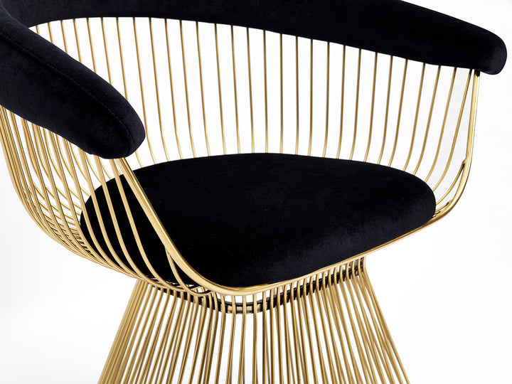 Modrest Chandler Black Velvet & Gold Dining Chair - MONAVILLA